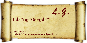 Láng Gergő névjegykártya